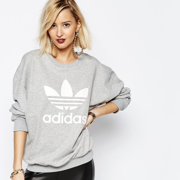 gray adidas crew neck